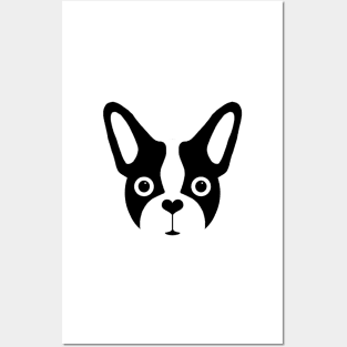 French Bulldog Black and White Face Posters and Art
